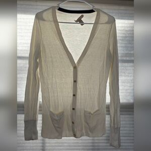 Banana Republic White Cardigan  With Gold Buttons sz M